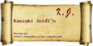 Kaszaki Jolán névjegykártya